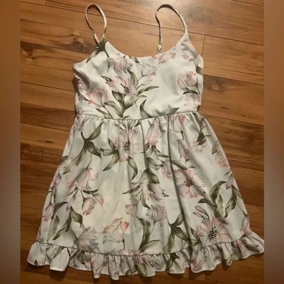 Floral Mini Dress in White and Pink - Picture 2 of 10